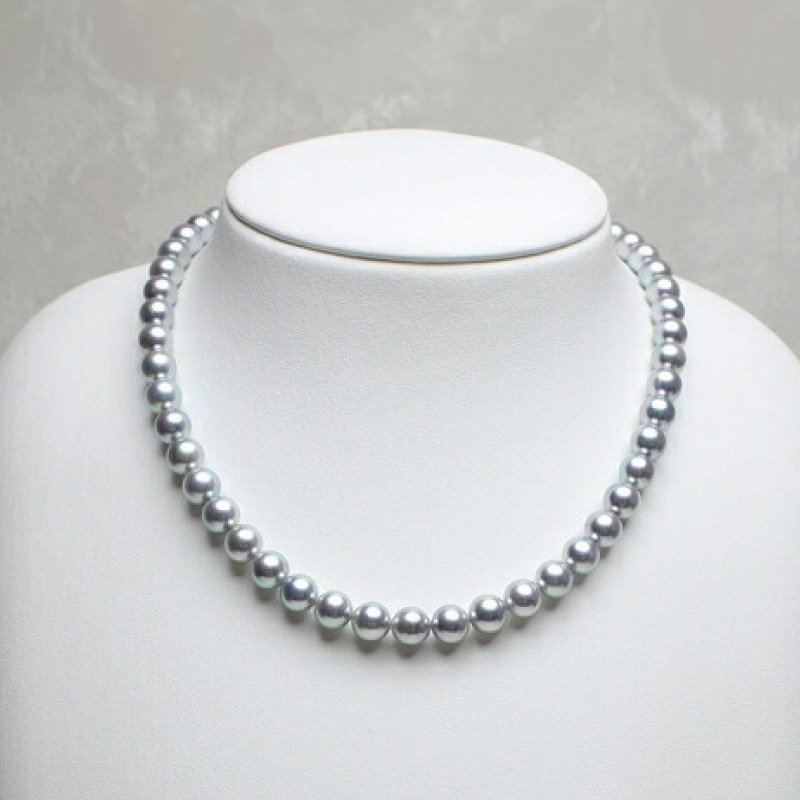 真珠 ネックレス 7.5-8.0mm グレーブルー アコヤ真珠 アクセサリー ファッション ジュエリー akoya パール フォーマル カジュアル プレゼント ギフト 贈り物 贈答品 お祝い 誕生日 記念日 冠婚葬祭 慶事 弔事 結婚式 卒業式 入学式 国産 三重県 伊勢 志摩 南伊勢町 / パールハヤシ 7.5-8ミリ アコヤ真珠 グレーブルーネックレス