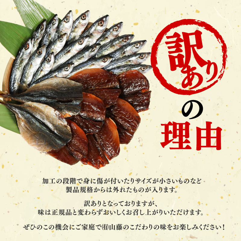 訳あり 干物 おまかせ セット 1kg 冷凍 詰め合わせ ひもの 訳アリ 規格外 不揃い ヒモノ 開き 醤油干し みりん干し 朝食 和食 おつまみ アジ カマス シイラ ブリ 小サバ ウルメイワシ 三重県 伊勢 志摩 南伊勢町 山藤