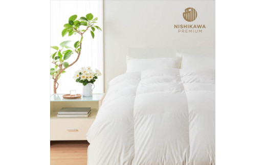 ［西川］羽毛掛けふとん/ポーリッシュマザーグース手選別ダウン95％/海島綿/シングル/配色ホワイト【P250W】