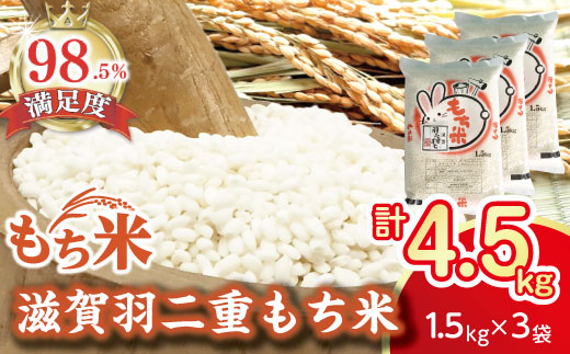 【7年産】滋賀羽二重もち米【1.5kg×3袋】【T036W1】