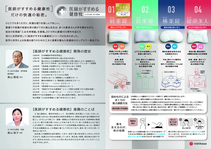 【 nishikawa 西川 】 医師がすすめる健康枕 もっと肩楽寝 プレミアム 低め 【P227W】 枕 枕 枕 枕 枕 まくら まくら