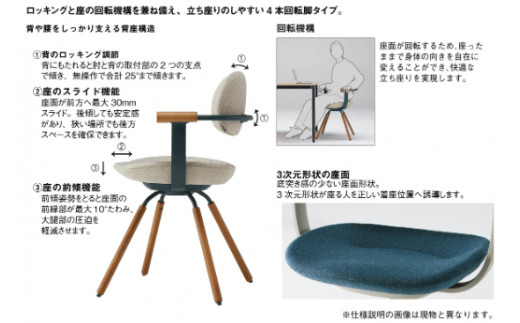 イトーキ バーテブラ03 （vertebra03）ワークチェア【 お客様組立品 ( かんたん組立 ) /   4本脚 回転 本体：F2/チェスナットブラウン CD張地：W2/オフブラックW / 柴田文江氏デザイン / 日本製 】  オフィスチェア デスクチェア ダイニングチェア KG-855CD-F2W2CF (KG-855CD-F2W2C)【EI083W】