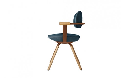 イトーキ バーテブラ03 （vertebra03）ワークチェア【 お客様組立品 ( かんたん組立 ) /   4本脚 回転 木タイプ/オークライト CD張地：B4/ダックブルー 本体：F2/チェスナットブラウン / 柴田文江氏デザイン / 日本製 】  オフィスチェア デスクチェア ダイニングチェア KG-877CD-F2B4CF (KG-877CD-F2B4C)【EI105W】