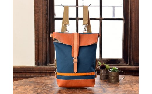 ハンドメイド　八幡帆布鞄リュック・名入れ可能　Mサイズ　【CC04W】