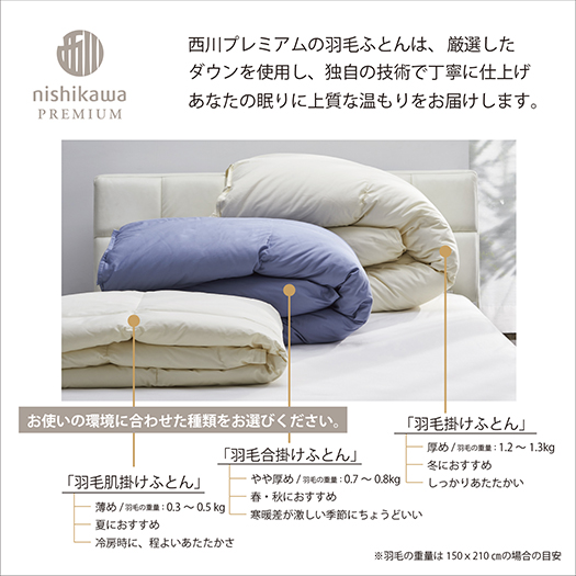 【nishikawa/西川】羽毛肌掛けふとん(増量タイプ)/ジーリンホワイトグース90％【P313W】