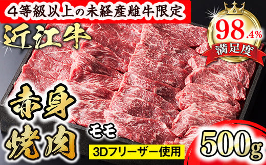 【森三商会】4等級以上の未経産雌牛限定　近江牛赤身焼肉500g（モモ）【GM13W】