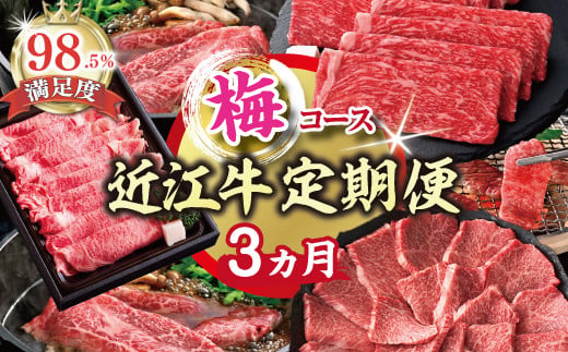 【期間限定】特選近江牛定期便（３カ月）梅コース（近江牛マスター中級編）【ZZ46W】