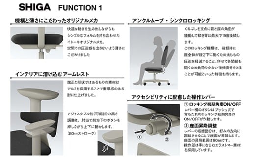 イトーキ SHIGA シガ 昇降脚 背トリプル ベースカラー : ブラック/座面カラー : グレーC（KJ-517SEM-T1C5F）キャスター5本脚 【アンクルムーブ・シンクロロッキング / アジャスタブル肘 / 抵抗付きウレタンキャスター】 日本製 ワークチェア オフィスチェア 柴田文江氏デザイン【EI180W】
