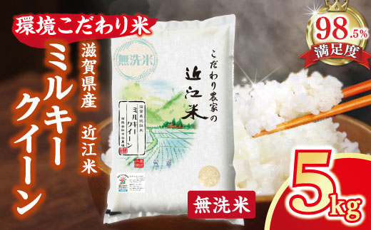 【7年産】近江米 環境こだわり米 ミルキークイーン 無洗米【5kg×1】【BN16W】 米 5kg 10kg 白米 みるきーくいーん 国産 農家直送 環境こだわり お米 こめ おこめ 先行予約 農家直送 産地直送 滋賀県 近江八幡市