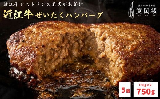 【寛閑観】近江牛ぜいたくハンバーグ 150g×5個【冷凍】【FR33W】