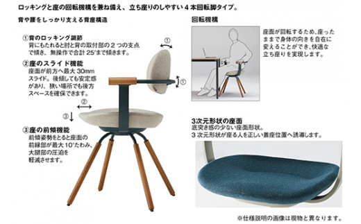 イトーキ『バーテブラ03』4本脚 回転座面 木製脚 CD張地：プラムパープル（KG-899CD-G1X7CF）【EI113W】