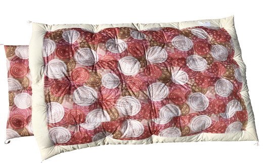 極上純綿　もめん布団　和タイプ・掛敷セット　(ゆらぎ柄・赤色)【CW76W】