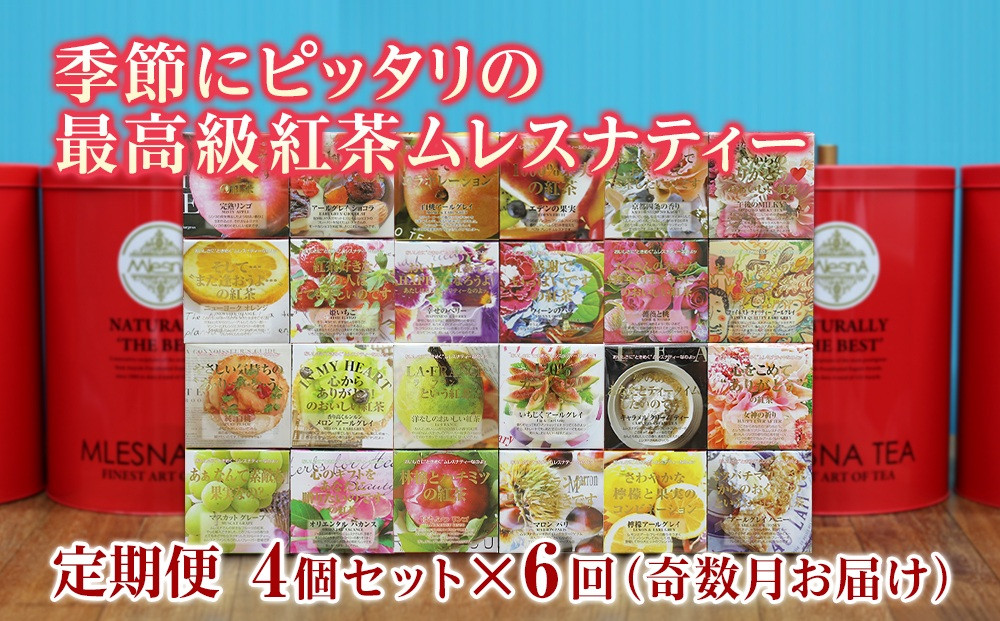 【定期便】【年間6回】季節にピッタリの最高級紅茶ムレスナティー｜野洲市 季節の紅茶 ムレスナティー フルーツティー ティーバッグ アールグレイ ダージリン セイロンティー ティータイム リラックス ギフト プレゼント お取り寄せ 通販 ふるさと納税｜