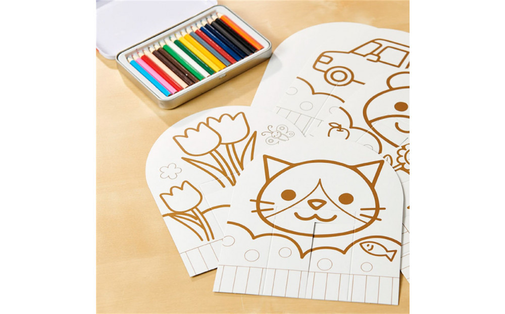 服薬をサポートする「お薬束（おやくそく）」3色カラー ＋ ぬりえマスク6枚入り3セット組立済