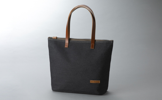 【J-199】Ｋｉｉ工房　帆布かばん　口裏ファスナー付き トート 大　先染め黒 【高島屋選定品】
