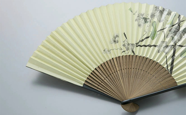 【L-575】鈴木扇子店 近江扇子両面蜻蛉・瓢箪 7.5寸(約22.5cm)［高島屋選定品］