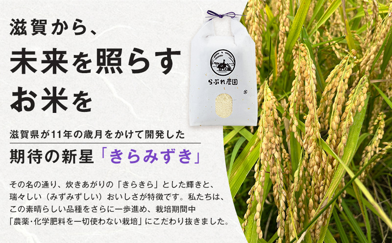 らぷれ農園のきらみずき精米5kg（農薬不使用米）　栽培期間中 農薬不使用　米 お米 ご飯 ごはん 精米 滋賀県