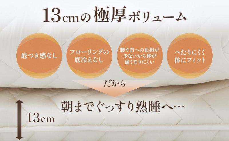 6層敷布団 premium琵琶 ダブルロング 近江布団 極厚 13cm
