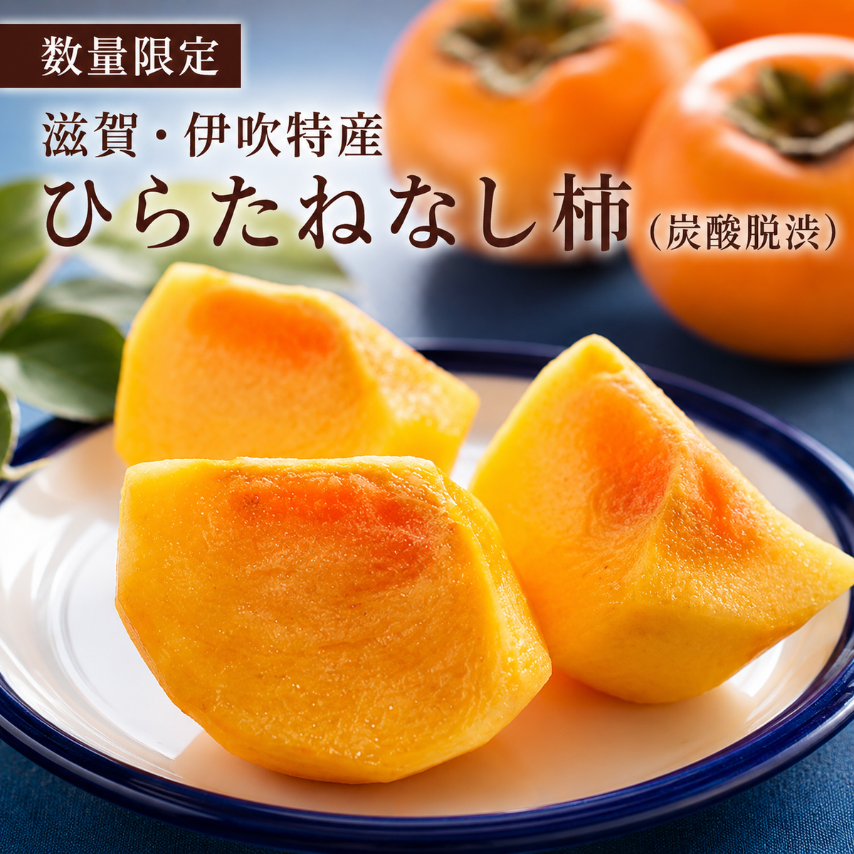滋賀・伊吹特産ひらたねなし柿（炭酸脱渋）L寸柿 約7.5kg