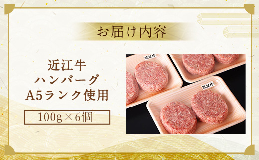 近江牛 ハンバーグ 6個 A5 ランク 使用　フレンチレストランRuisseauシェフ監修　牛肉 和牛 黒毛和牛 国産　AI14