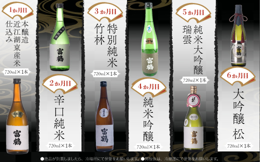 【定期便６カ月】愛知酒造 富鶴 飲み比べコース 720ml　日本酒　AK02