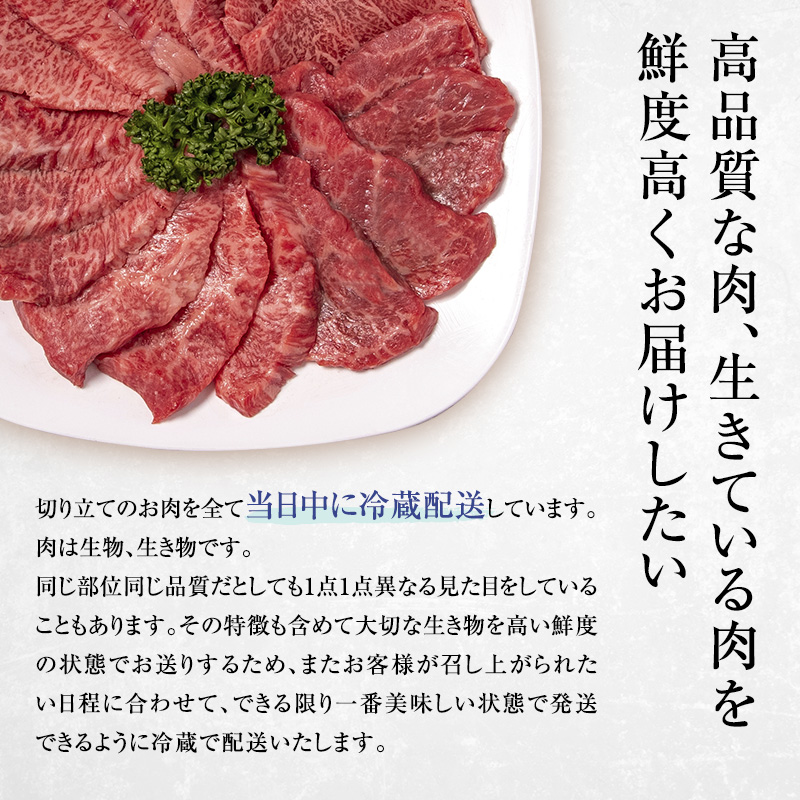 【近江牛 西川畜産】A5ランク雌牛 焼肉用 約850g （モモ・カタ・ウデ・バラ系等）