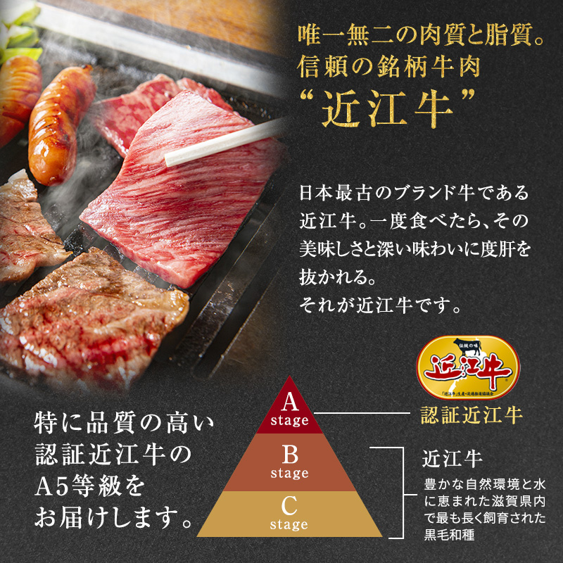 【近江牛 西川畜産】A5ランク雌牛 焼肉用 約850g （モモ・カタ・ウデ・バラ系等）