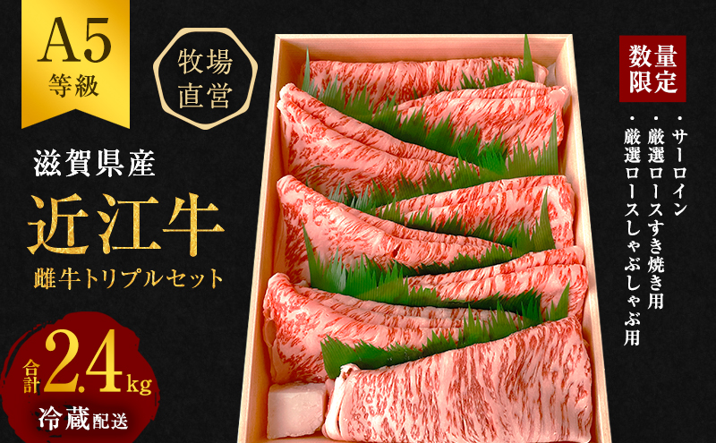 【数量限定】【近江牛 西川畜産】A5ランク雌牛　厳選トリプル ふるさと納税 牛肉