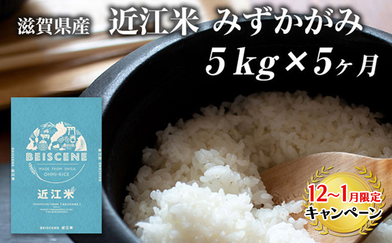 【12月～1月までの限定寄附額】 特A受賞歴 定期便 みずかがみ 5kg×5ヶ月 令和7年産 滋賀県豊郷町産 近江米 お米 白米 ごはん ライス 主食 炭水化物 おにぎり CP1201