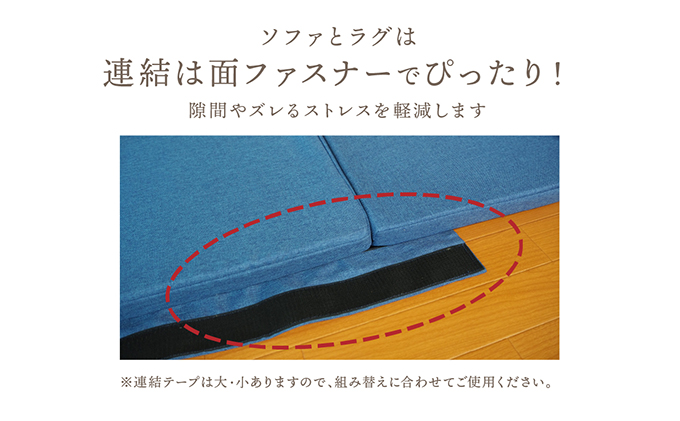【組み換え自由なソファとラグセット】 うたた寝ができる ソファ セット 日本製 グレー 麻風織り生地