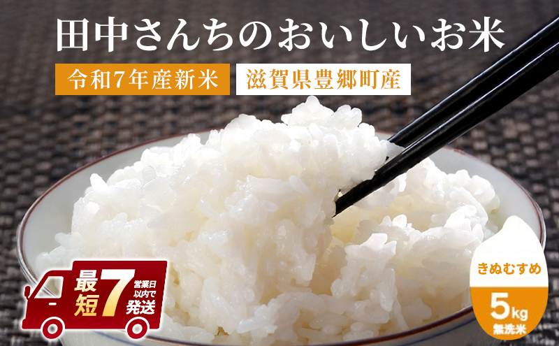 最短7営業日出荷 米 きぬむすめ5kg 無洗米 田中さんちのおいしいお米 令和7年産 スピード配送 お米 おこめ コメ こめ