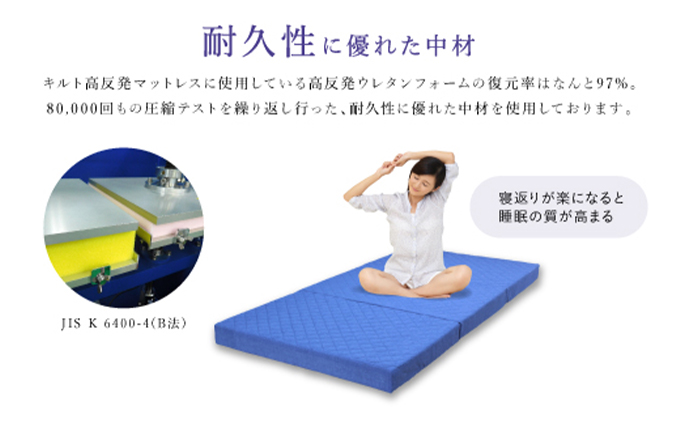 マットレス キルト高反発マットレス D ( ダブル ) ブルー 3つ折りタイプ 高反発 寝具