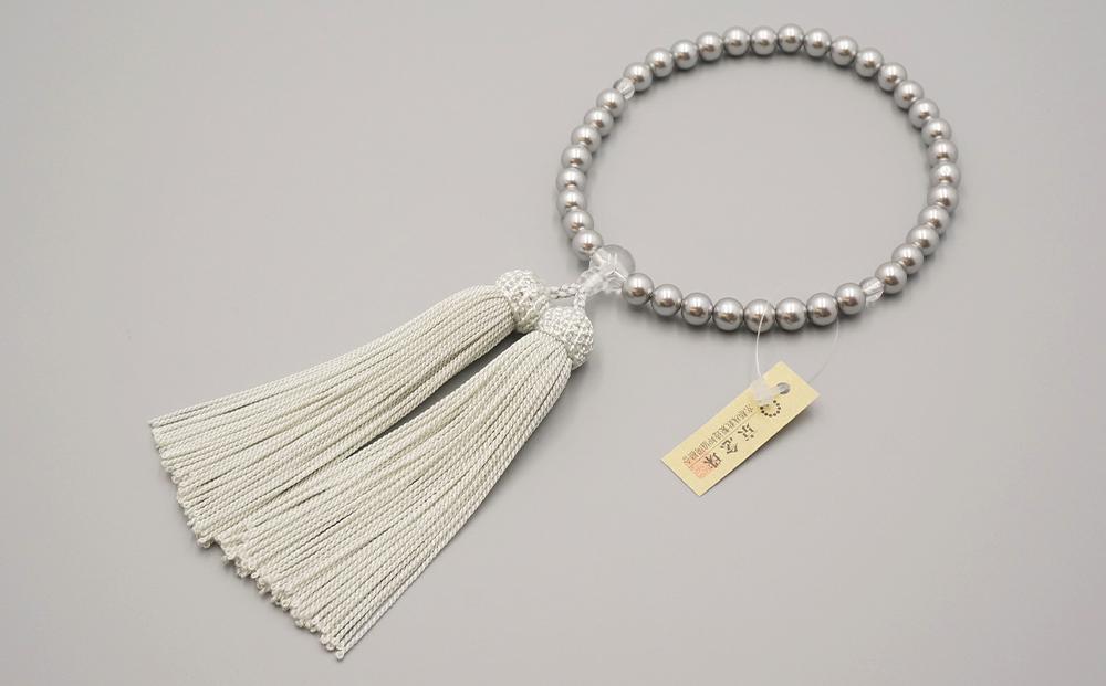 【神戸珠数店】〈京念珠〉グレー貝パール 女性用数珠【ふくさ付き】｜京都 念珠 仏具［ 京都 京念珠 珠数 数珠 仏具 レディース 人気 おすすめ お取り寄せ 通販 送料無料 ふるさと納税 ］