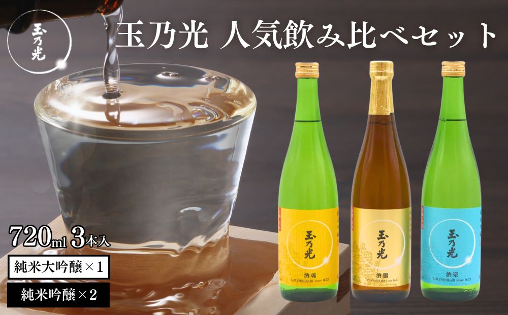 【玉乃光酒造】定番3種飲み比べセット［ 京都 お酒 日本酒 純米大吟醸 純米吟醸 地酒 ご当地 宅飲み 家飲み 晩酌 おすすめ 定番 ギフト プレゼント 贈答 セット ご自宅用 お取り寄せ おいしい ふるさと納税 ］