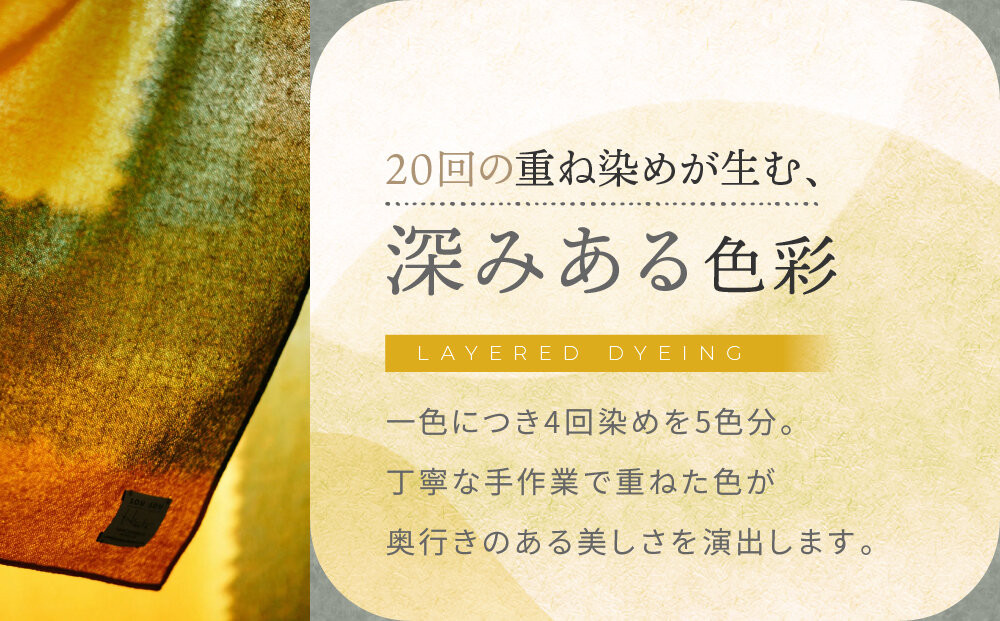 SOU・SOU×Hinata 二十重(はたえ)/金茶(きんちゃ)×草緑色｜京都 SOUSOU ストール 人気ブランド［ テキスタイルデザイン 京都 ブランド コラボ 毛織物 ストール ソウソウ おしゃれ 人気 おすすめ マフラー シンプル 柄 ウール プレゼント ギフト お取り寄せ 通販 送料無料 ふるさと納税 ］