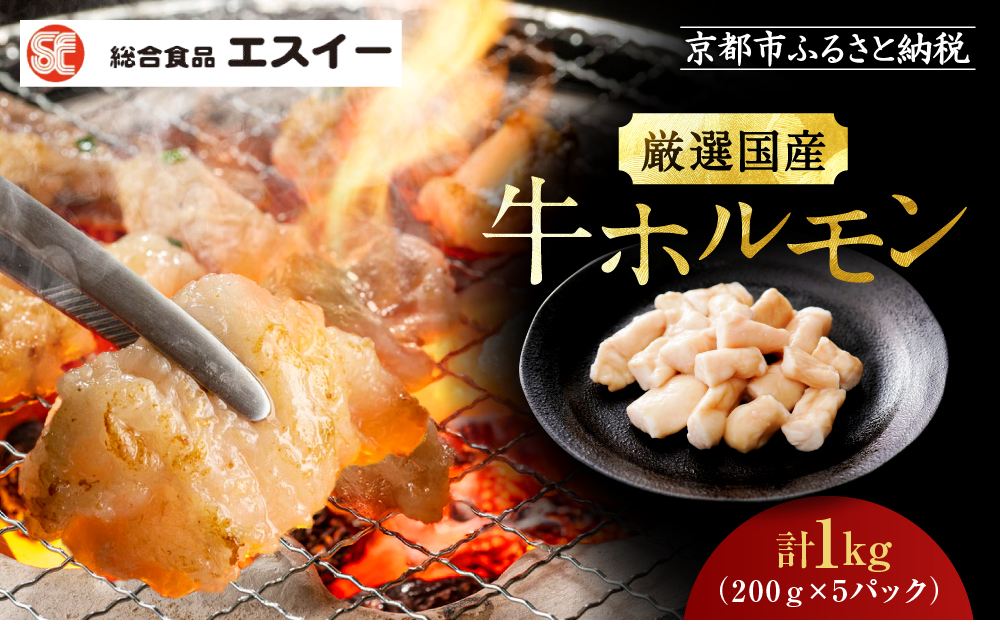【エスイー】厳選国産牛ホルモン200g×5パック 計1kg[ 京都 食肉卸 自慢の肉質 ホルモン もつ 大容量 小分け 人気 おすすめ 肉 お肉 牛肉 もつ鍋 焼肉 お取り寄せ 通販 送料無料 ギフト ふるさと納税 ]