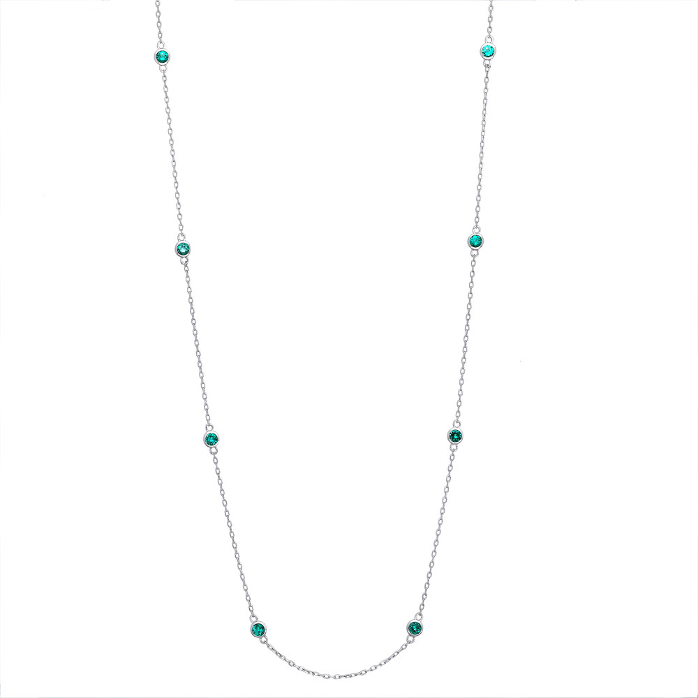 【京セラ】クレサンベール〈エメラルド〉ネックレス｜京都 ハイジュエリー 人気ブランド 【クレサンベール/エメラルド/プラチナ/PT/ネックレス/ステーション/70cm/5月誕生石】