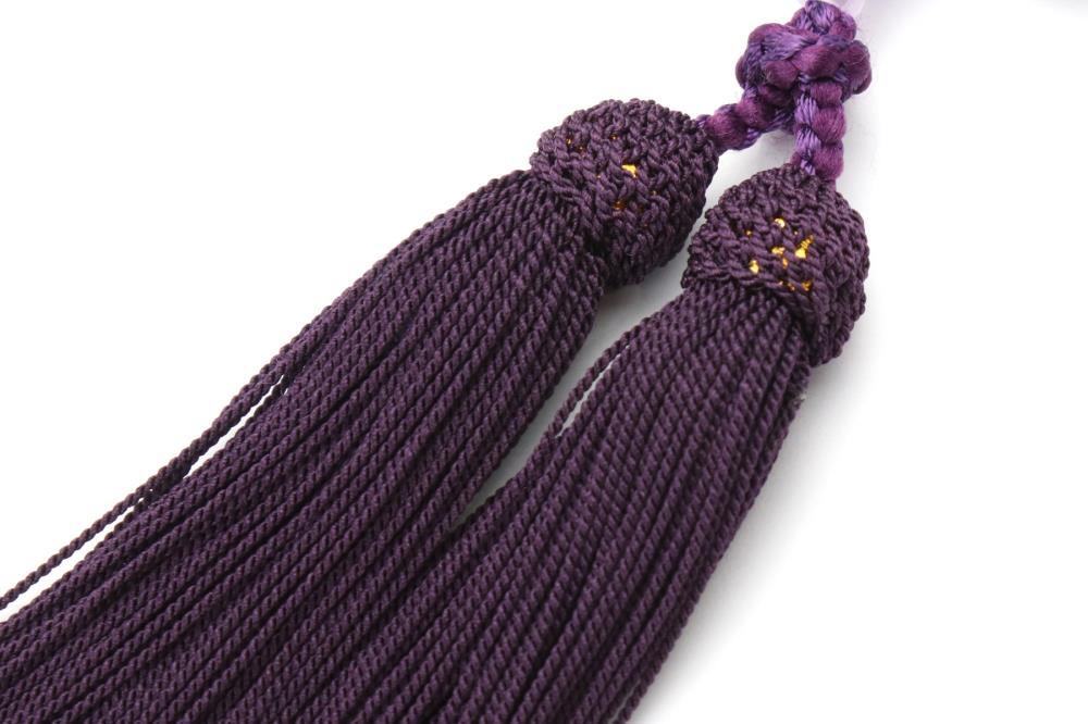 【京念珠×京ちりめん】藤雲石 数珠袋付き パープル【土屋念珠店/女性用/レディース/数珠/略式/仏具】