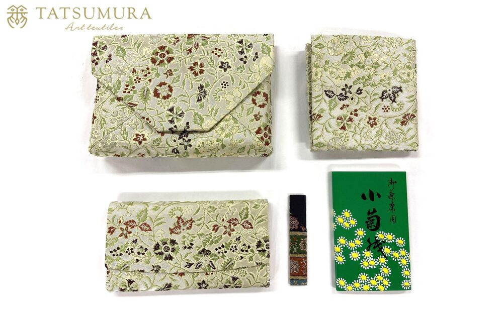 【龍村美術織物】早雲寺（銀）茶道具5点セット（出帛紗など）｜京都 茶道 人気 [ ふくさ 小物入れ 懐紙 和風 和装 高級 人気 おすすめ お取り寄せ 通販 送料無料 ふるさと納税 ]