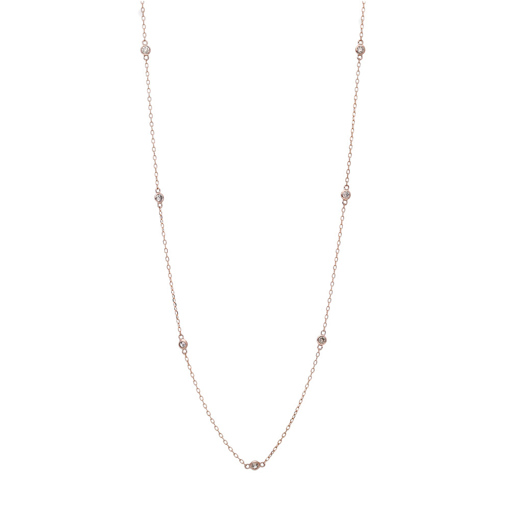 【京セラ】クレサンベール〈ダイヤモンド〉ネックレス｜京都 ハイジュエリー 人気ブランド【天然ダイヤモンド/K18ピンクゴールド/ネックレス/ロング/ステーション/70cm/4月誕生石】