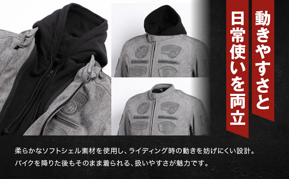 【デグナー】ソフトシェルジャケット[22WJ-10] グレー Lサイズ｜京都 バイクギア 人気ブランド ジャケット バイク［ ライディングジャケット フリースインナー 防風 プロテクター 安全性 ツーリング ライダー バイカー アウトドア おしゃれ かっこいい 人気 おすすめ 送料無料 ふるさと納税 ］