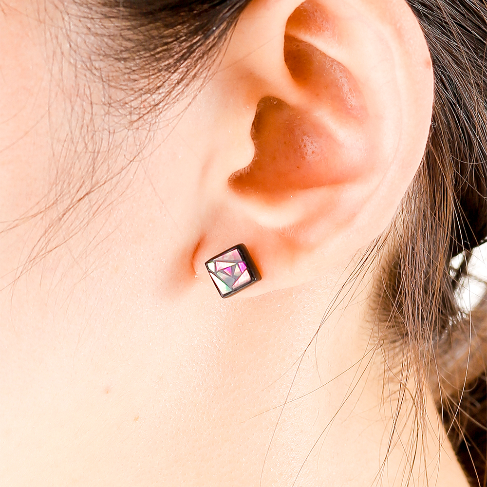 【伝統工芸を応援！】【嵯峩螺鈿・野村】螺鈿ジュエリー（ピアス・ばら）