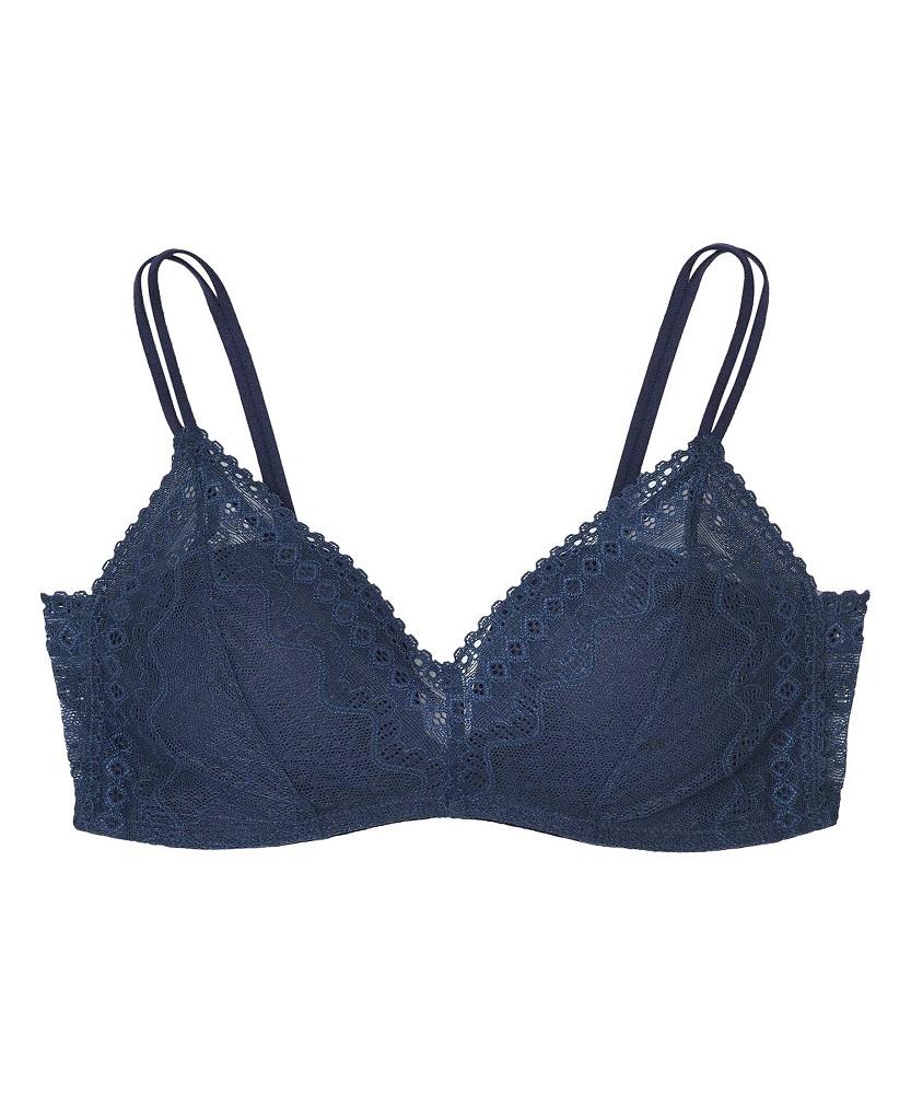 【ウンナナクール】364 レース＜Sサイズ＞ネイビー1枚｜京都 ワコール インナーブランド ラクときれいを叶えるノンワイヤーブラジャー 人気［ 毎日つけたい ブラジャー 楽 きれい 人気 おすすめ 下着 レディース 肌着 ギフト プレゼント お取り寄せ 通販 送料無料 ふるさと納税 ］