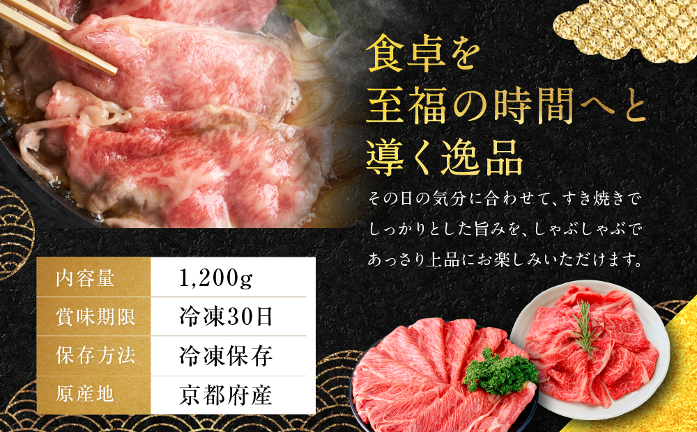 【銀閣寺大西】京都肉すき焼き・しゃぶしゃぶ用（1200g）［ 京都 老舗 京都肉 ブランド 名店 ロース モモ 肩 人気 おすすめ グルメ 和牛 国産牛 肉 お肉 ステーキ すき焼き しゃぶしゃぶ 焼肉 お取り寄せ 通販 送料無料 ふるさと納税 ］