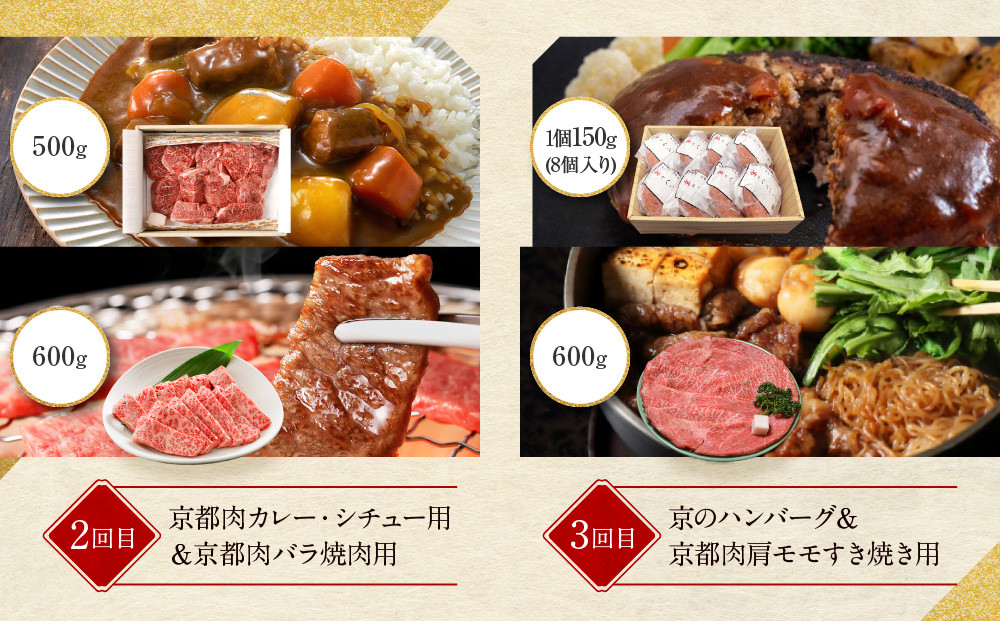 ＜定期便全3回＞【モリタ屋】人気商品6種定期便｜京都 老舗牛肉専門店 有名店 ブランド牛 人気 牛肉［ 肉 ハンバーグ ローストビーフ 味噌漬け カレー シチュー すき焼き 焼肉 人気 おすすめ グルメ 簡単 お手軽 おいしい 高級 ブランド ブランド牛 和牛 国産牛 ギフト プレゼント お取り寄せ 通販 送料無料 ふるさと納税 ］
