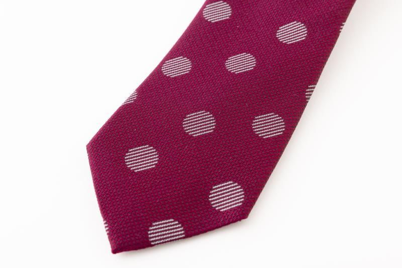 【西陣活性化を応援！】シルク１００％西陣織ネクタイ（水玉・えんじ色）