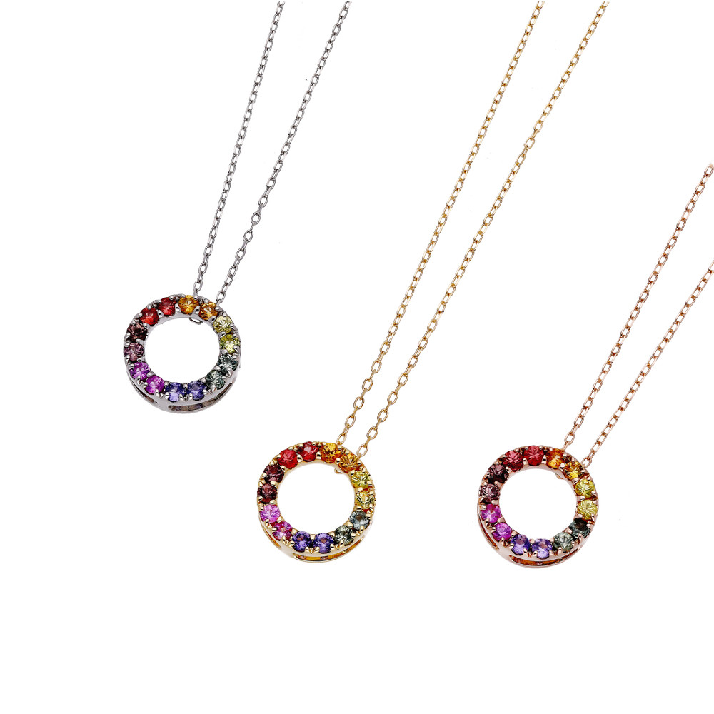 【京セラ】クレサンベール ネックレス｜京都 ハイジュエリー 人気ブランド【アミュレットペンダント/K18/ピンクゴールド/サークルデザイン/サファイア/KPDN6096-FU】