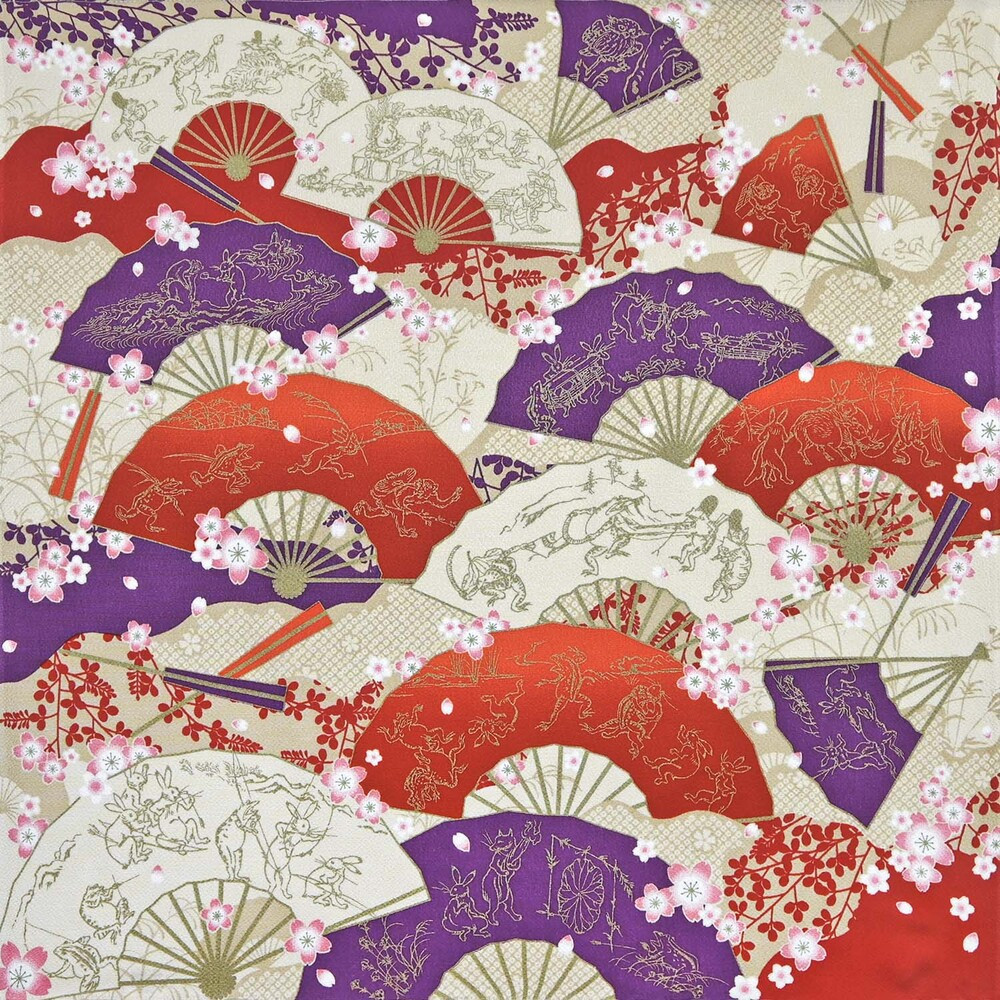 【三陽商事】鳥獣戯画 丹後ちりめん2幅風呂敷 扇絵巻［ 京都 風呂敷 ふろしき バッグ 人気 おすすめ エコ おしゃれ 収納 お弁当 和柄 お取り寄せ 通販 送料無料 ふるさと納税 ］