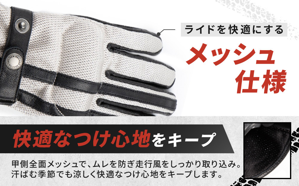 【デグナー】メッシュグローブ[TG-96M]ベージュ＜Mサイズ＞［ 京都 バイク 革製品 ブランド グローブ 人気 おすすめ 革 ハーフ メッシュ レザー ツーリング ライダー バイカー バイクギア メーカー ギア パーツ 送料無料 ふるさと納税 ］