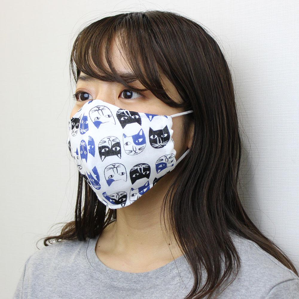 【kitekite/青野株式会社】雑貨セット/ねこ柄（布マスク・マスクポーチ・平ポーチ・ガーゼハンカチ）